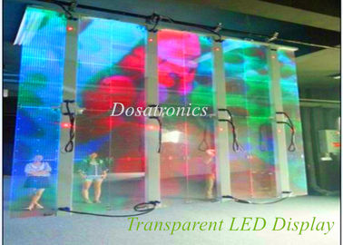 China Große transparente Glas LED-Anzeige SMD 3535, transparente geführte Videowand 1R1G1B P12 fournisseur